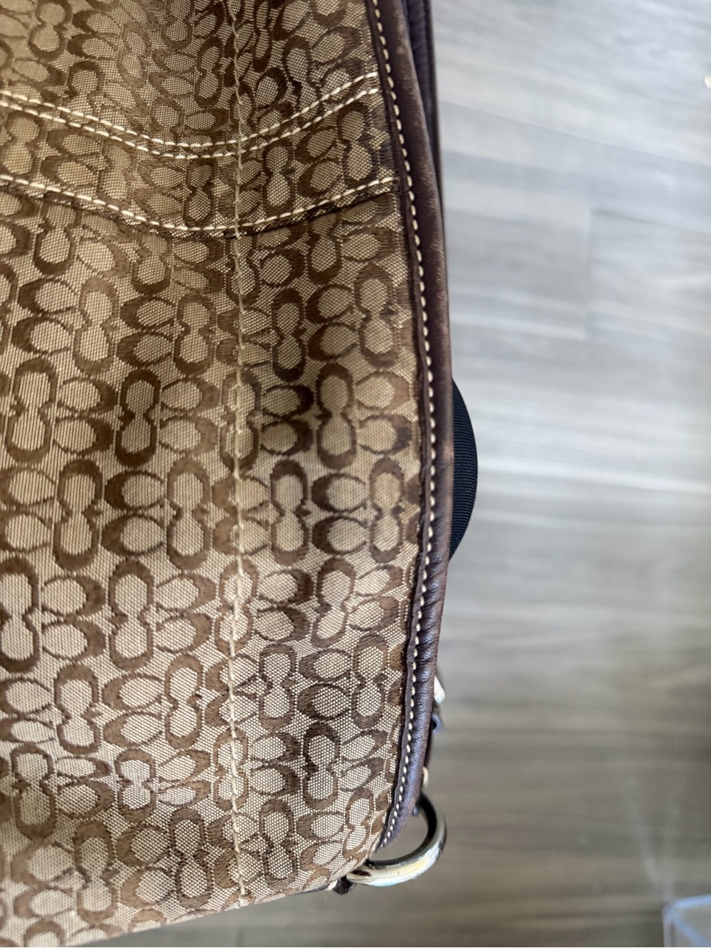 Coach Brown Signature Monogram Canvas & Suede Hobo with Black Strap - Picture 3 of 3